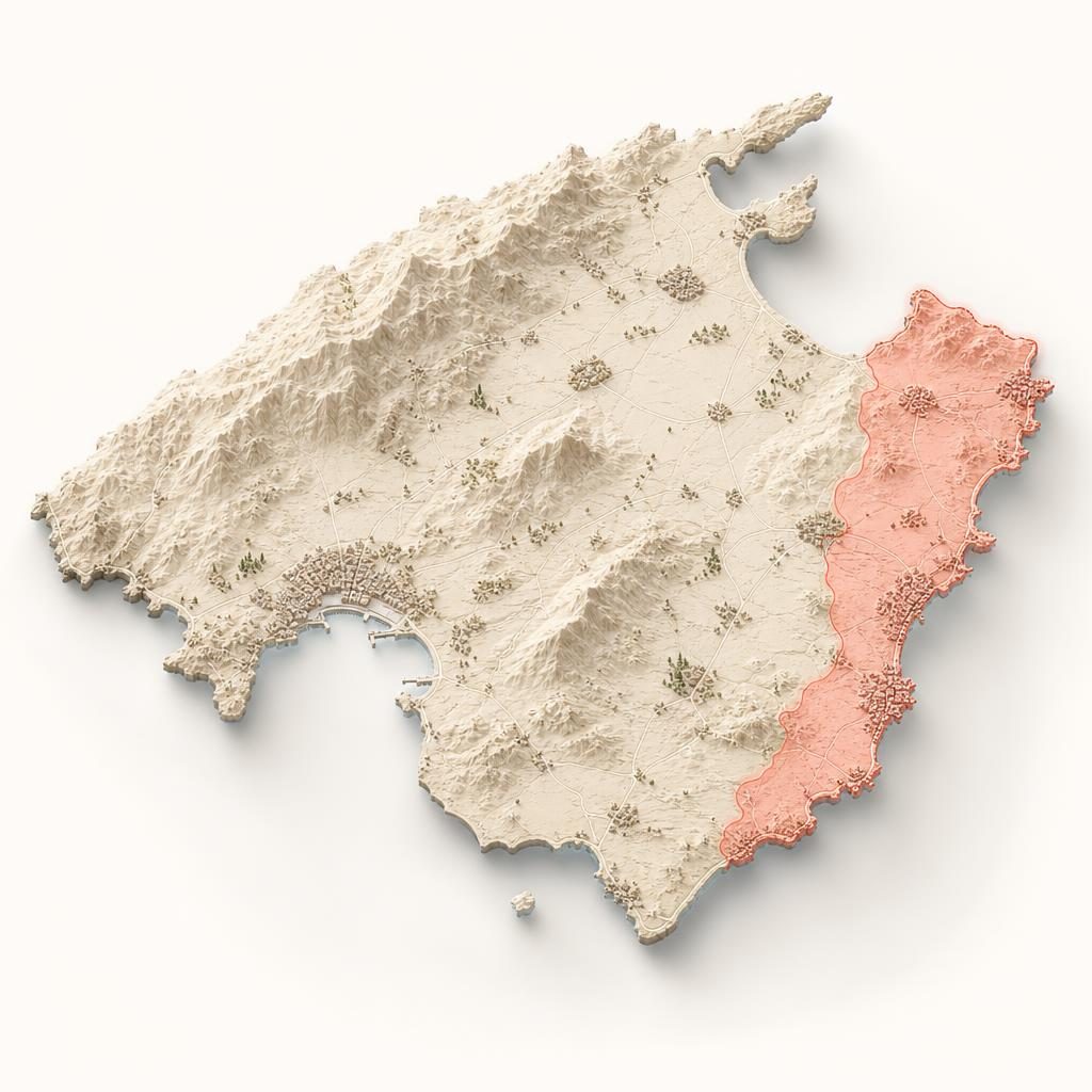 Map of East coast Mallorca